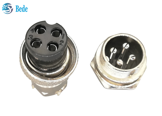RoHSluchtvaart Rechte Gx16 4 de Zilveren Geplateerde Stop van Pin Connector Male And Female