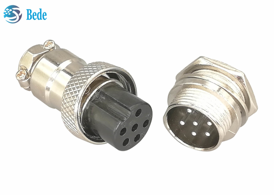 De mannelijke en Vrouwelijke Stop van Gx16 6 Pin Connector Straight Silver Plated