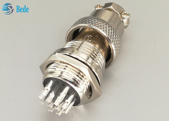 12 Pin Male And Female Gx 16 de Geplateerde Stop van de Luchtvaartschakelaar rechtstreeks Zilver