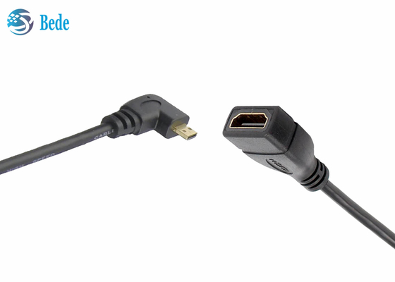 Hoekig Micro- HDMI Mannetje aan van de de Kabeladapter van HDMI Vrouwelijke Schakelaar 4 Richtingen omhoog-beneden-linker-Right+1pcs rechtstreeks