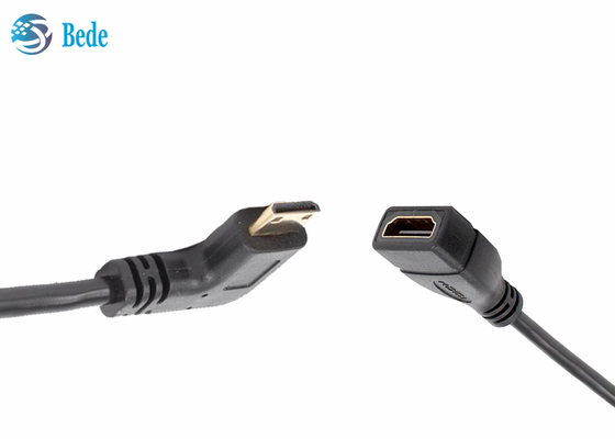 Hoekig Minihdmi-Mannetje aan van de de Kabeladapter van HDMI Vrouwelijke Schakelaar 4 Richtingen omhoog-beneden-linker-net