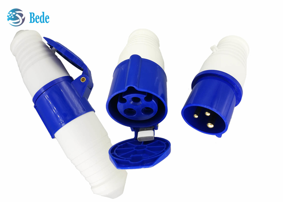 Enige Fase Industriële Stop en Koppelingstype van de Contactdoosp+n+e Blauw Kleur 220-250V 16A