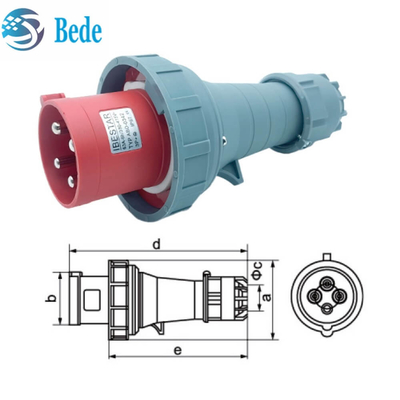Duurzame hoge stroom 63A / 125 Amp industriële stekker en stopcontact 3P + E IP67