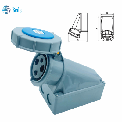 IP67 Industrial Plug Socket 3Pins Ontworpen voor 220~250V 63A / 125A Muurtype
