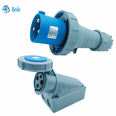 IP67 Industrial Plug Socket 3Pins Ontworpen voor 220~250V 63A / 125A Muurtype