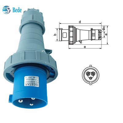 Stroom 63A 125A Montage van industriële stopcontactpaneel Type 3 Pins ((2P+E) IP67 220~250V