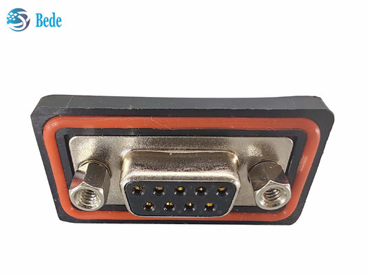 PA66 Silicone D Sub9 Vrouwelijke aansluiting Hoogspanning 500V Montage Type Gesoldeerd