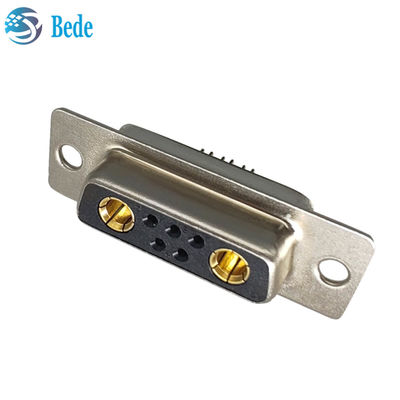 Hoogstroomplanning D-Sub Connector DB 7W2 Vrouwelijke connector met soldeerkop terminatie-stijl en 500 paringscycli